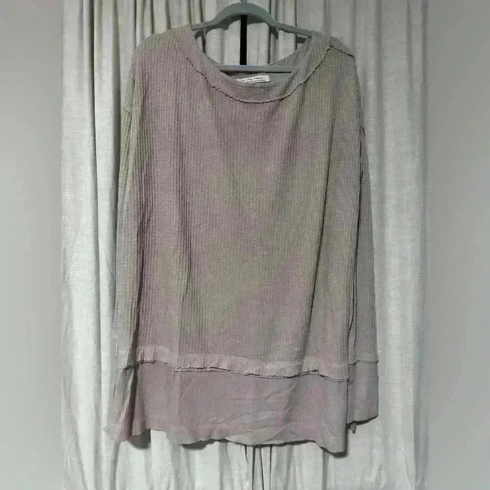We The Free Oversized Waffle Knit Top Size Small Mauve Pink Cozy and Relaxed Fit
